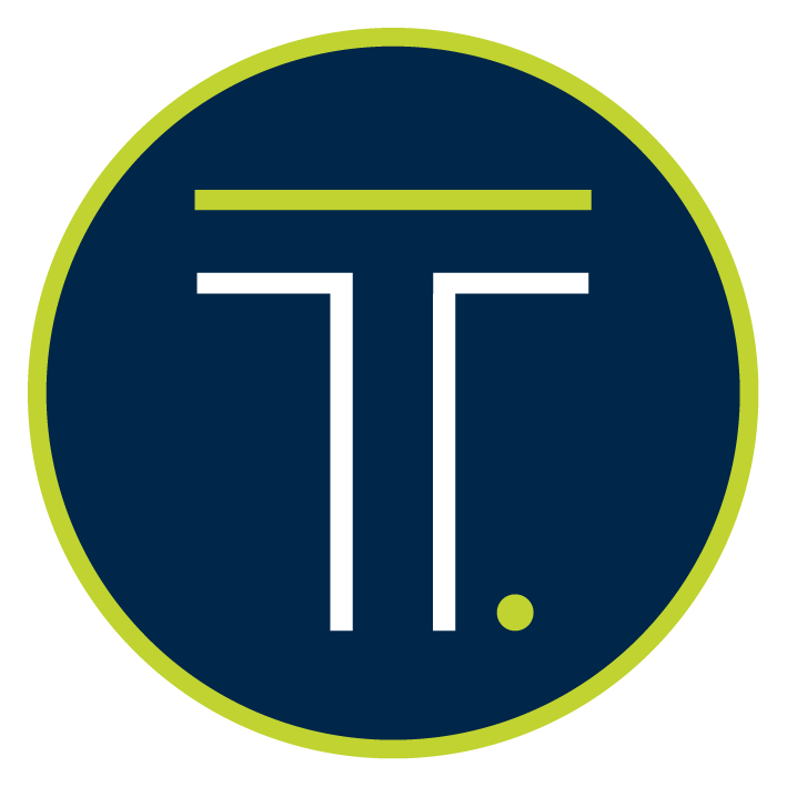 Navy and Green icon logo with white T