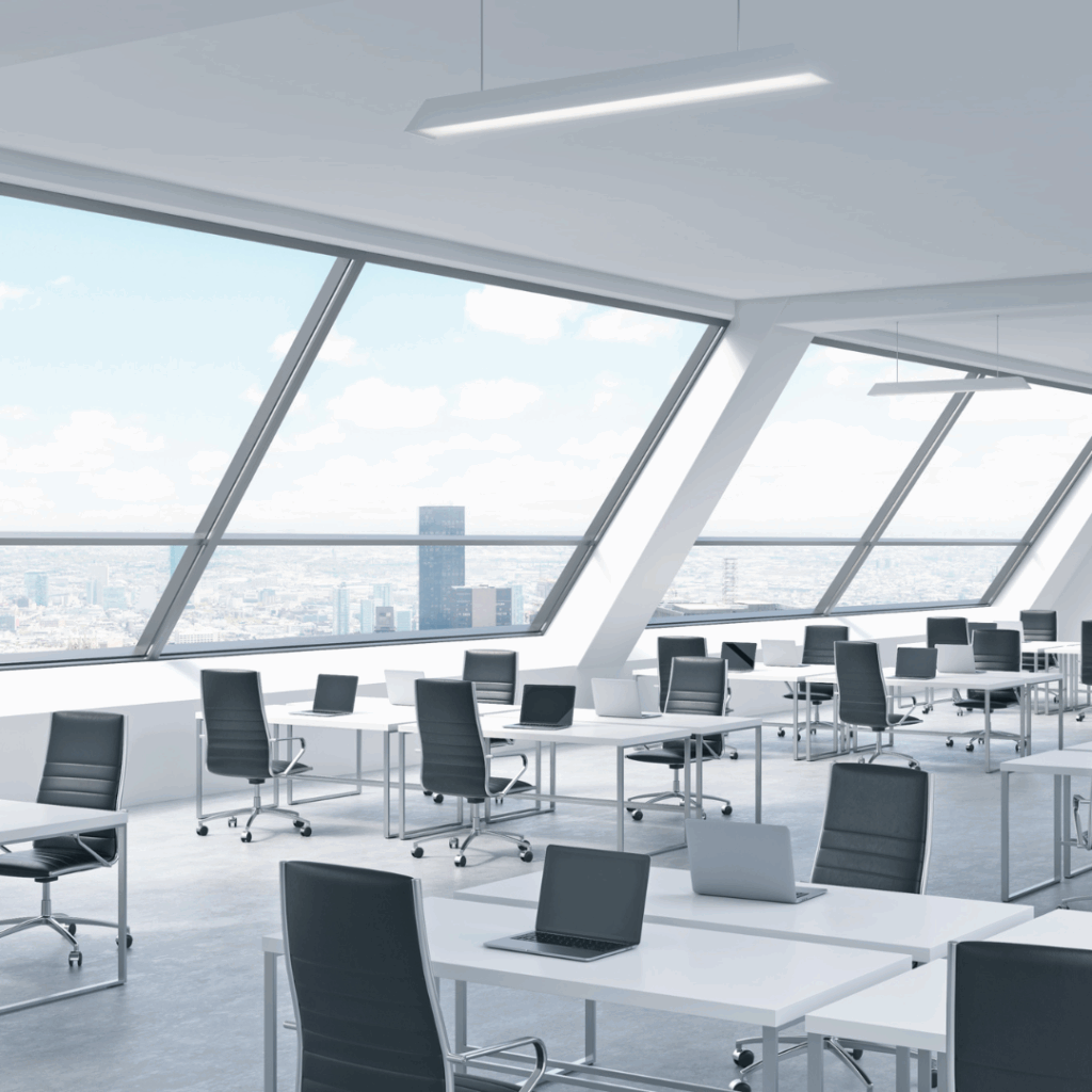 Workforce photo showing empty chairs in an office setting